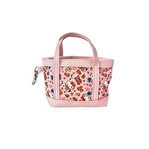 New Hello Kitty Pink Mini Tote Bag Charm with Zippered Pouch Accessory